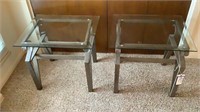 (2) Glass Top End Tables