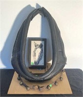 Horse Collar, Sketch and Leather Lead with Bells