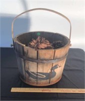 Wood Bucket with Duck Image