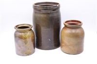 3 Old Crock Jars
