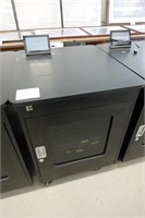 EQUIPMENT CABINET, ON CASTERS, SOME ELECTRONICS