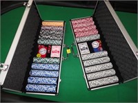 POKER CHIPS- (2) CASES OF DENOMINATED CHIPS,ETC ..