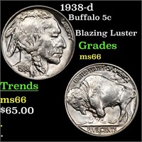 1938-d Buffalo 5c Grades GEM+ Unc