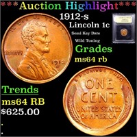 *Highlight* 1912-s Lincoln 1c Graded Choice Unc RB