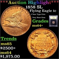*Highlight* 1858 SL Flying Eagle 1c Graded Choice+