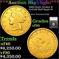 *Highlight* 1860 Clark, Gruber & Co.Gold Half Eagl