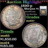 *Highlight* 1890-p Morgan $1 Graded ms64+
