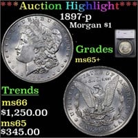 *Highlight* 1897-p Morgan $1 Graded ms65+