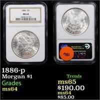 1886-p Morgan $1 Graded ms64