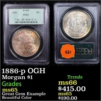 1886-p OGH Morgan $1 Graded ms65