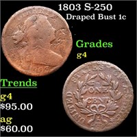 1803 S-250 Draped Bust 1c Grades g, good