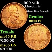 1909 vdb Lincoln 1c Grades GEM Unc RB