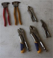 4 Vise Grips & 2 Fencing Pliers