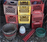 Plastic Crates, Dog & Chicken Waterers & Baskets
