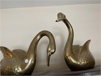L - Brass Swan Planter Figurines