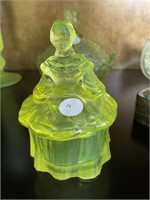 L - Vaseline Glass Trinket Figurine Trinket Box