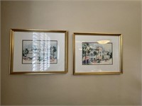 DR  - 2pc Signed Watercolor Prints Framed