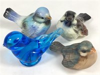 4 Glass & Ceramic Birds by Goebel & Others