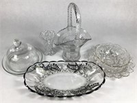 6 Pressed, Cut, & Etched Glass Dishes