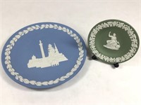 4.5"Green & 8" Blue Wedgwood Plates