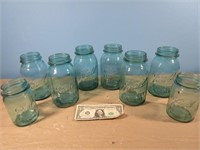 *Glass Mason Jars, 6 Large, 2 Smaller