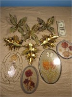 *Framed Pressed Flowers, Gold Metal