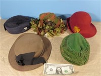 5 Vintage Hats, Some Are Wool