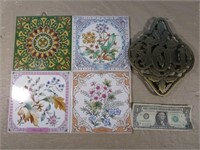 4 Decorative Tiles/ Avon "Joy" Trivet