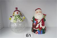 Snowman & Santa Cookie Jar