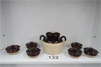 Ceramic Pot with 6 Covered Bowls