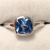 $260 Silver Blue Topaz Ring EC87-50