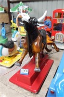 Bull Kiddie Ride w/Leather Saddle, Coin Operated