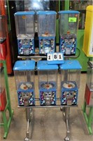 6-Way Gumball Machines w/Rolling Rack