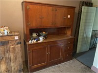 VINTAGE LARGE 2 PC. WOODEN KITCHEN CUPBOARD