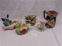 Pottery: Ducks, Deer, Vase & Pitcher