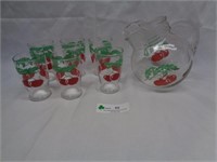 Juice Pitcher & Glasses w/ Cherries