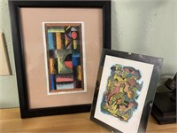 2 HAND DRAWN MODERN ART PICTURES BY ROBERT LAMPMAN