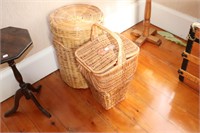 WICKER BASKETS AND LAUNDRY HAMPER