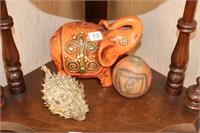 ELEPHANT BANK, BLOW FISH AND GOURD