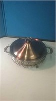 Copper finish casserole holder with clear