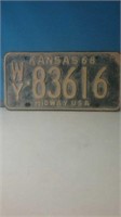 Vintage Kansas license plate from 1968