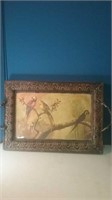Large serving tray with parrots theme small loss