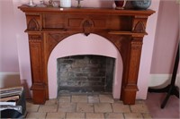 CARVED WOODEN FIRE PLACE MANTLE 56X9X48