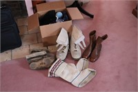 LOT OF WINTER BOOTS, MOCCASINS, MITS AND GLOVES