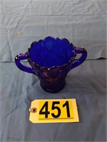 Blue Glass 2-Handle Vase