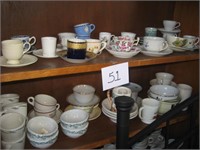 2 Shelves Cups and Saucers Etc