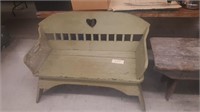 Primitive Green Painted Bench