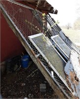 Chain link gates and windows.