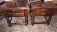 2 matching End tables. Heavy. W/ drawers.