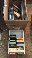 Large mixed lot. VHS player & movies & swivel